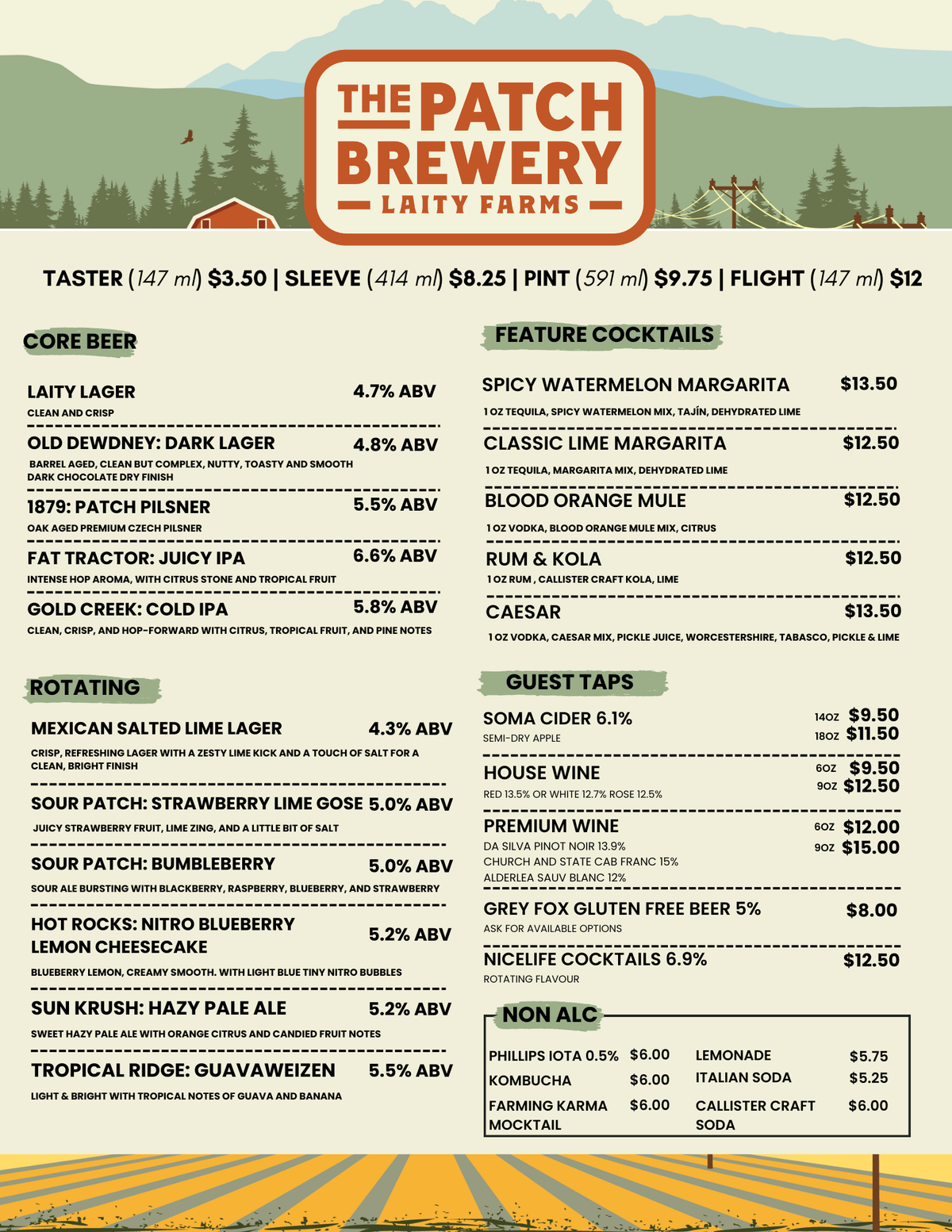 Drinks Menu – The Patch Brewery