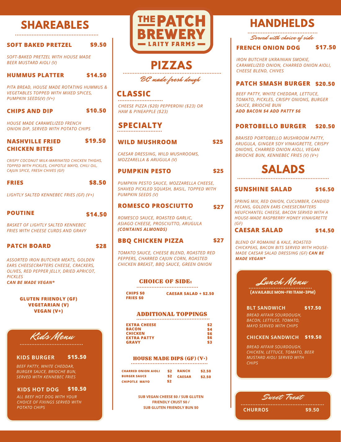 Menu – The Patch Brewery