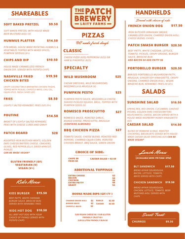 Menu – The Patch Brewery